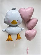 Набор шаров гусь с розовыми сердцами 10110